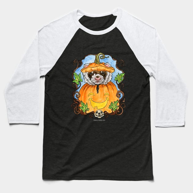 The Great Ferret Pumpkin Baseball T-Shirt by SierraTiegsArt